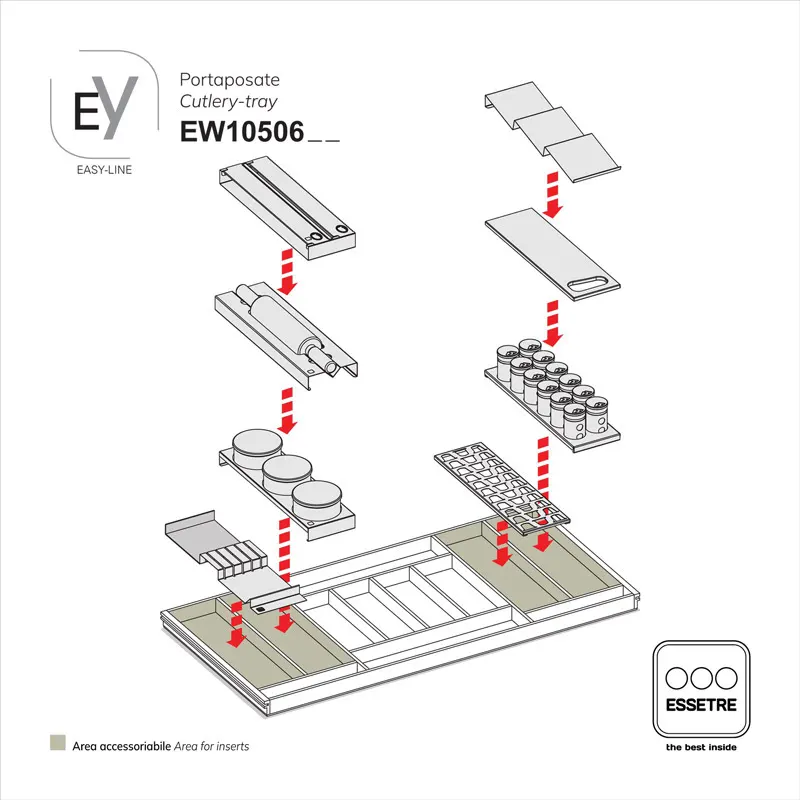 Portaposate EASY-LINE in legno per cassetto base 1050 mm