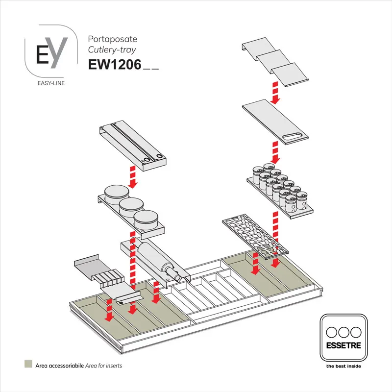 Portaposate EASY-LINE in legno per cassetto base 1200 mm
