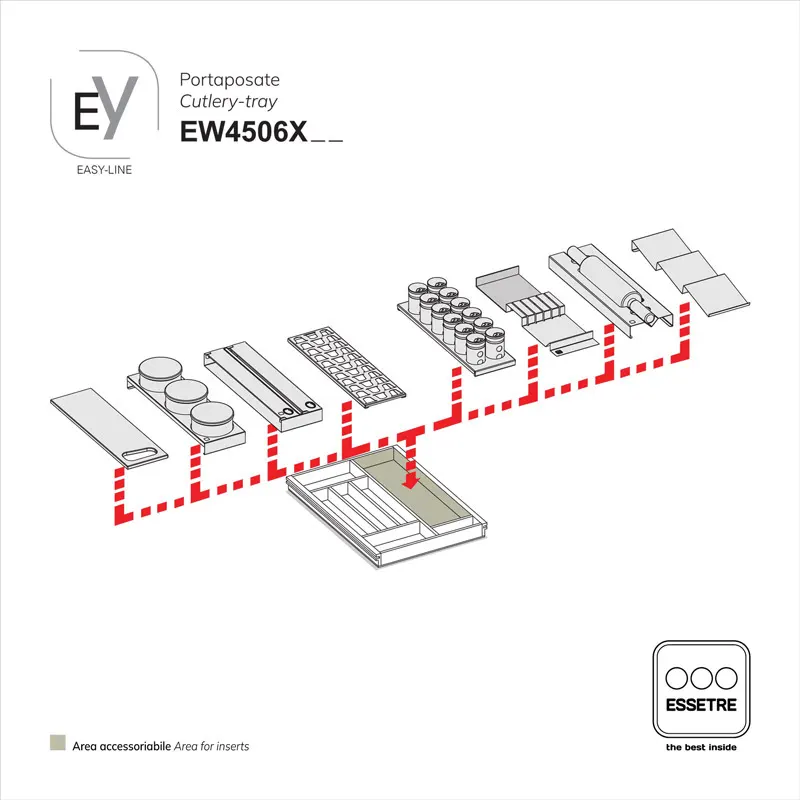 Portaposate EASY-LINE in legno per cassetto base 450 mm
