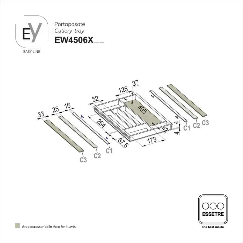 Portaposate EASY-LINE in legno per cassetto base 450 mm