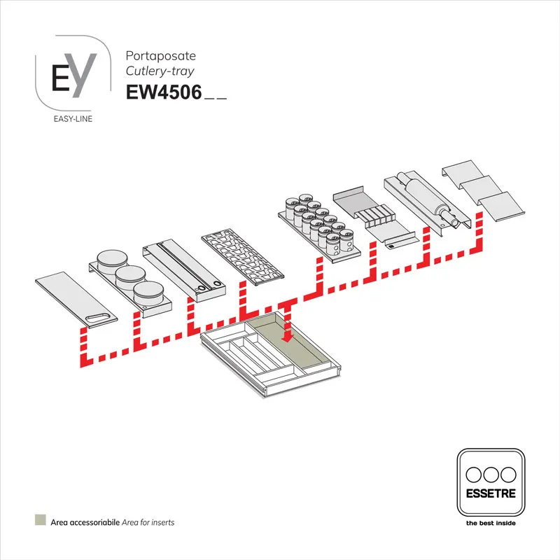 Portaposate EASY-LINE in legno per cassetto base 450 mm