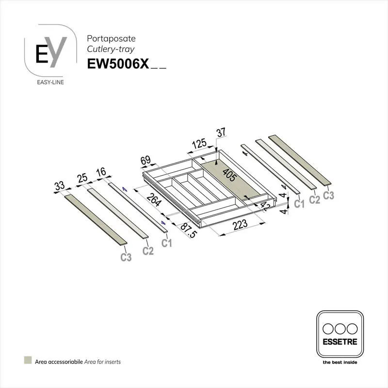 Portaposate EASY-LINE in legno per cassetto base 500 mm