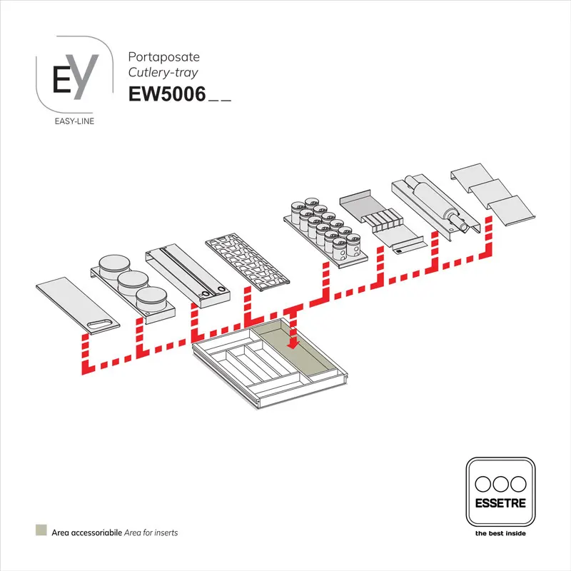 Portaposate EASY-LINE in legno per cassetto base 500 mm