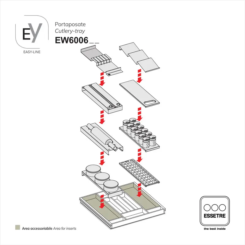 Portaposate EASY-LINE in legno per cassetto base 600 mm