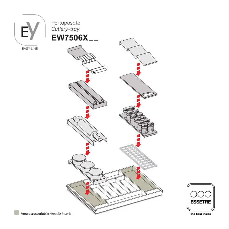 Portaposate EASY-LINE in legno per cassetto base 750 mm