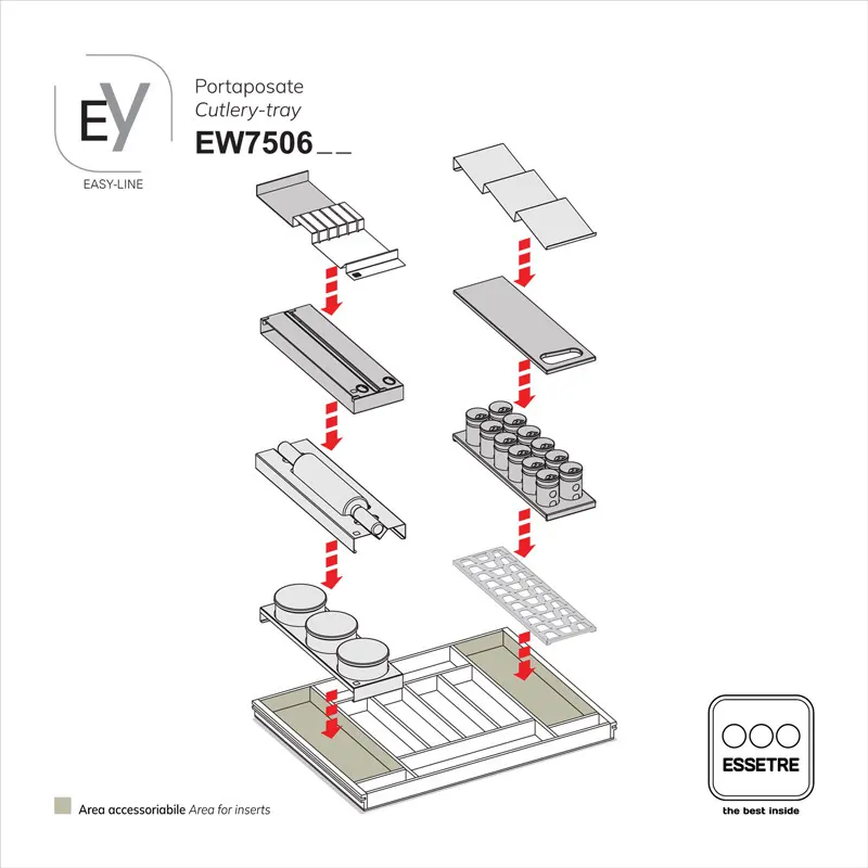 Portaposate EASY-LINE in legno per cassetto base 750 mm