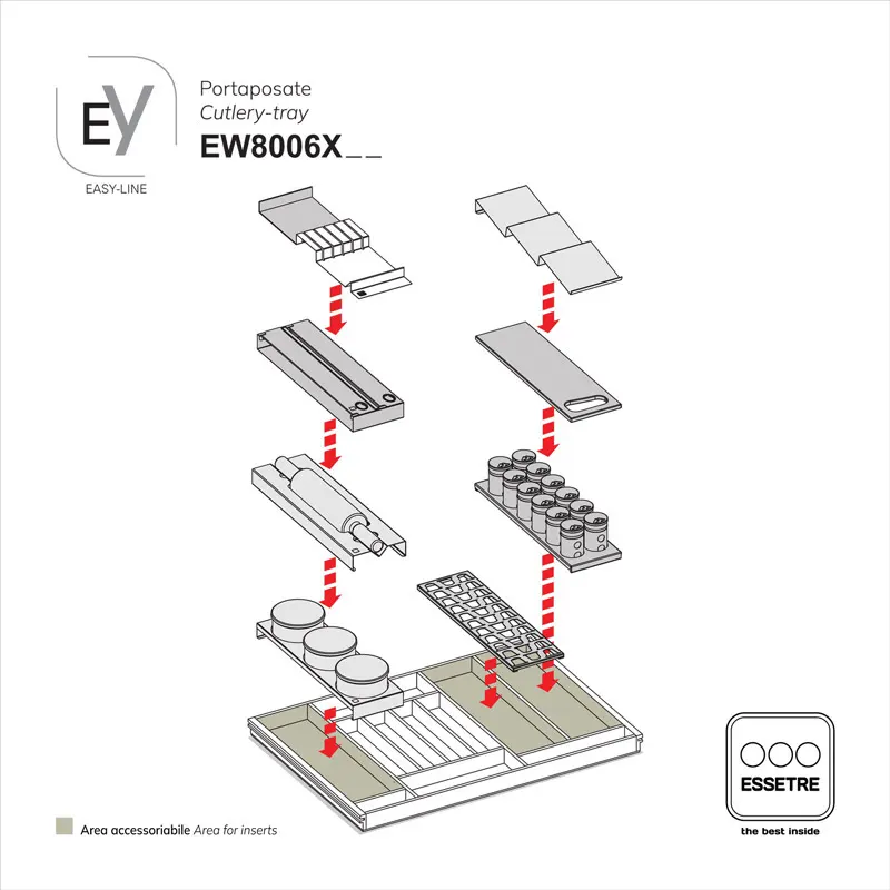 Portaposate EASY-LINE in legno per cassetto base 800 mm
