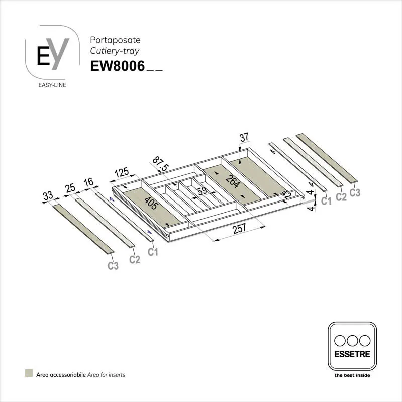 Portaposate EASY-LINE in legno per cassetto base 800 mm