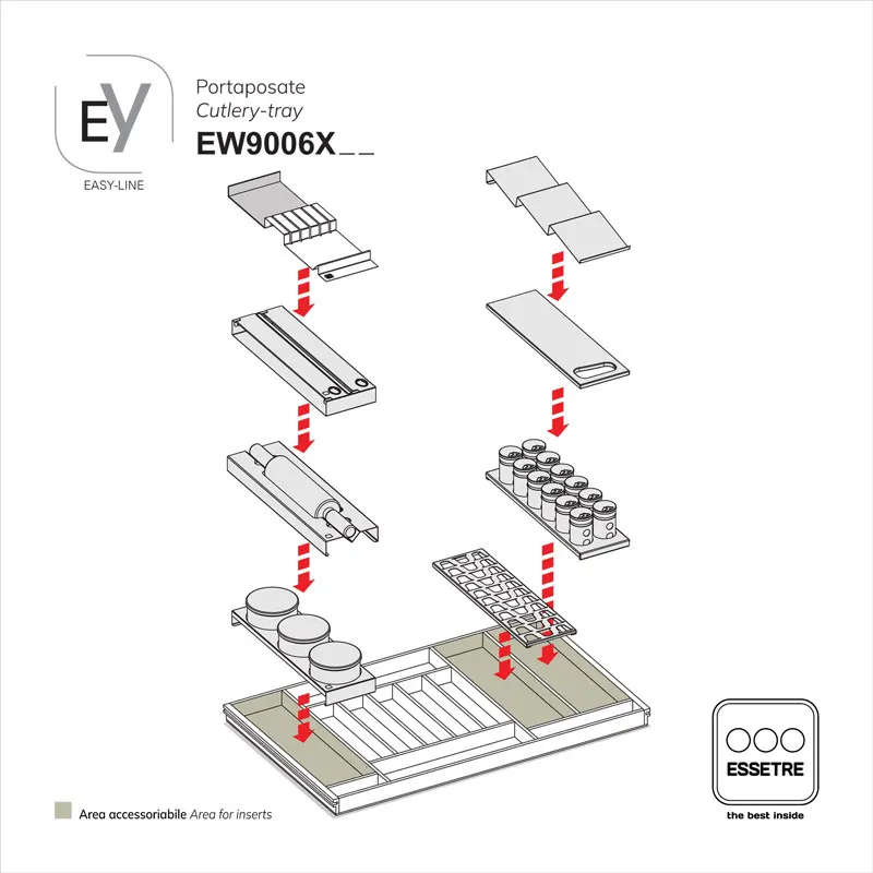 Portaposate EASY-LINE in legno per cassetto base 900 mm