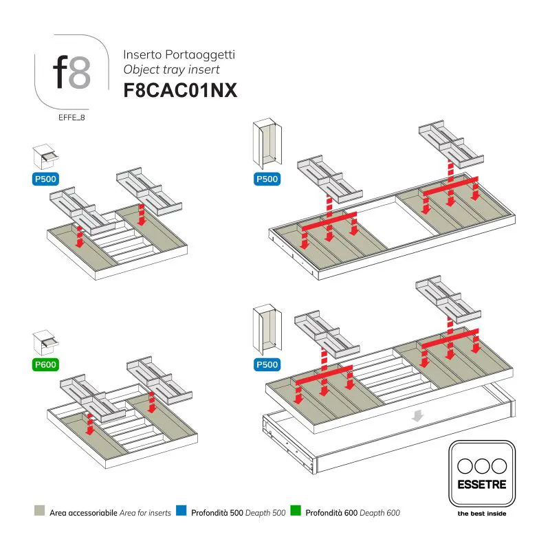 Inserto portaoggetti universale.