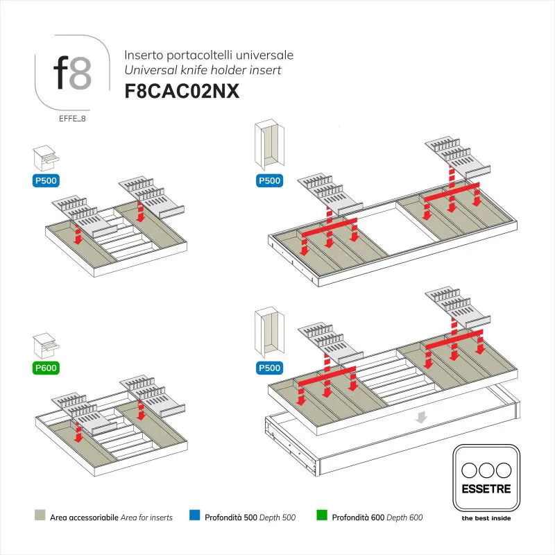 Inserto portacoltelli universale.