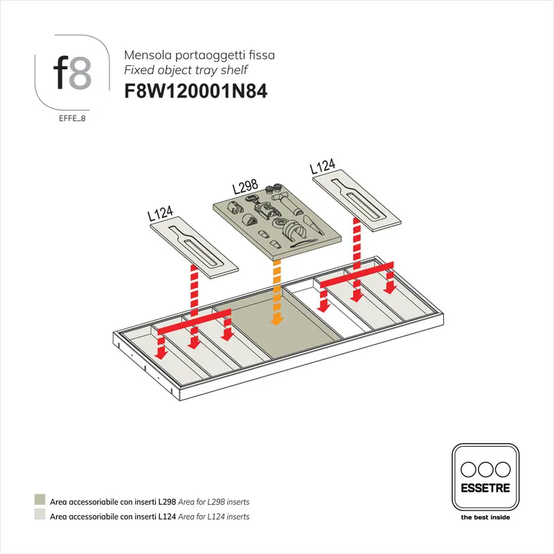 Piano fisso portaoggetti EFFE_8 per armadio 1200 mm