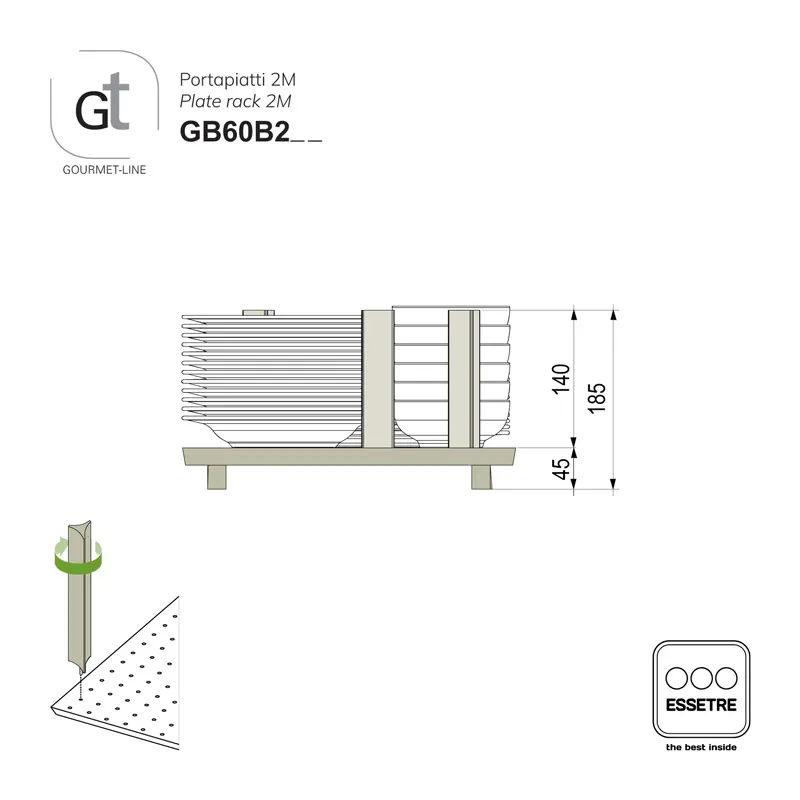 Portapiatti in faggio GOURMET-LINE mod.2M per cestone base 600 mm
