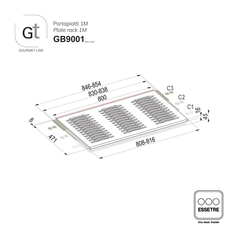 Portapiatti GOURMET-LINE mod.1M per cestone base 900 mm