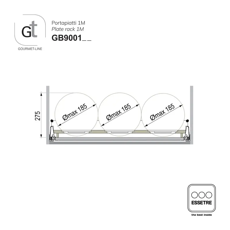 Portapiatti GOURMET-LINE mod.2M per cestone base 900 mm