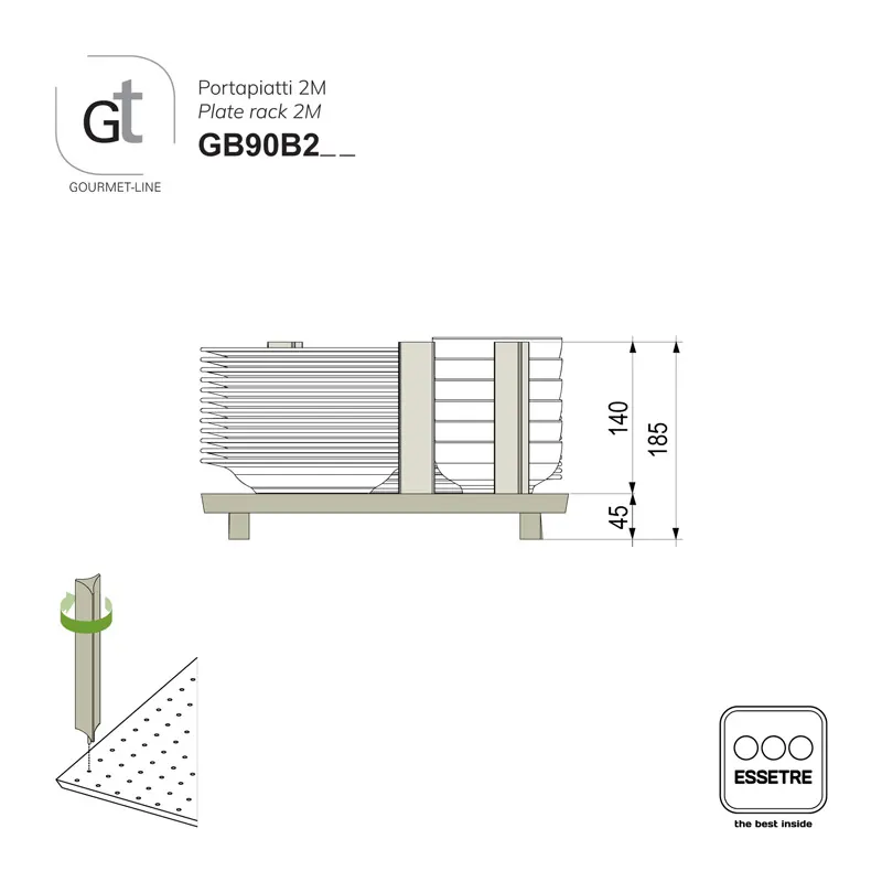 Portapiatti GOURMET-LINE mod.2M per cestone base 900 mm