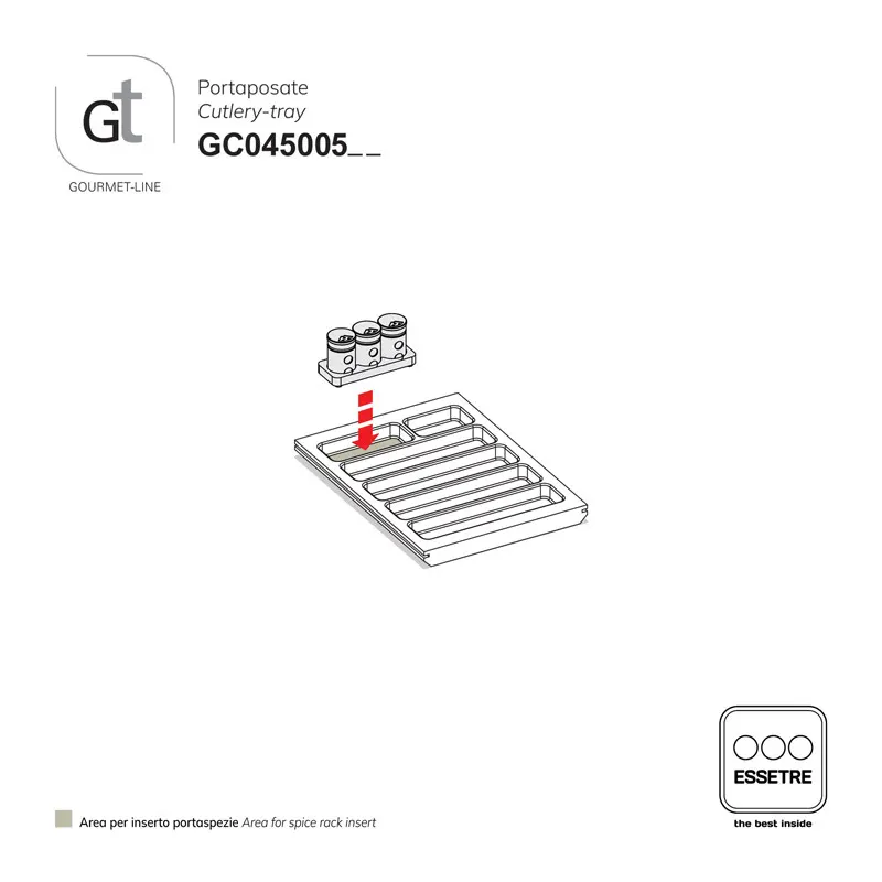 Portaposate GOURMET-LINE in faggio per cassetto base 450 mm
