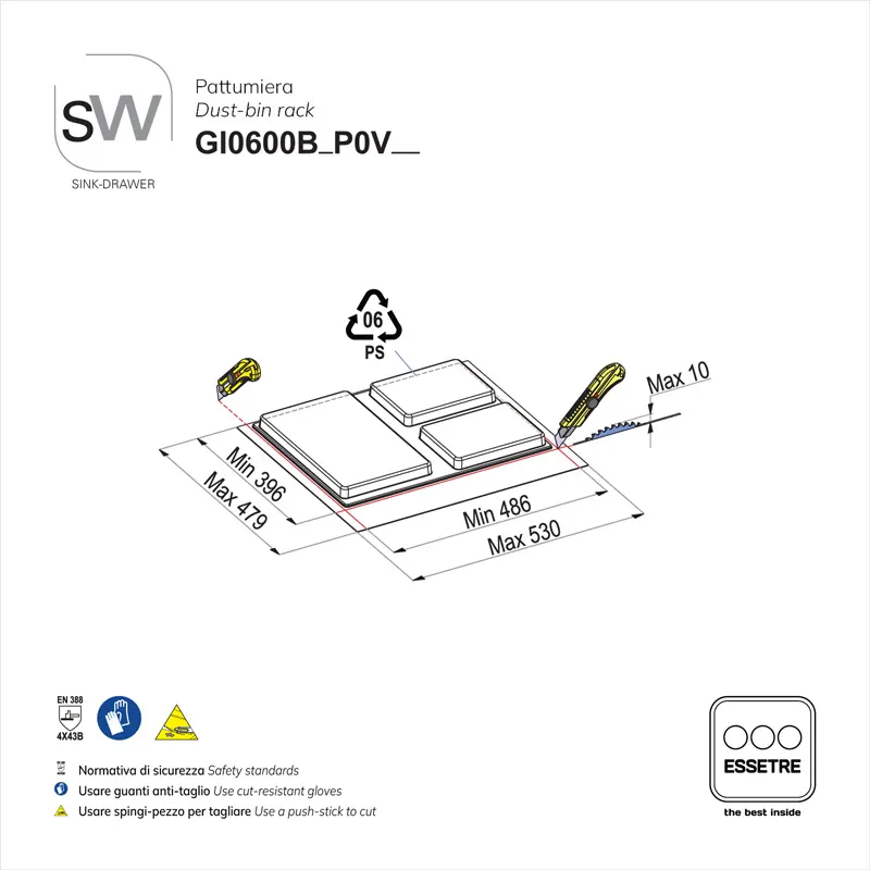 Pattumiera SINK-DRAWER per cestone sottolavello