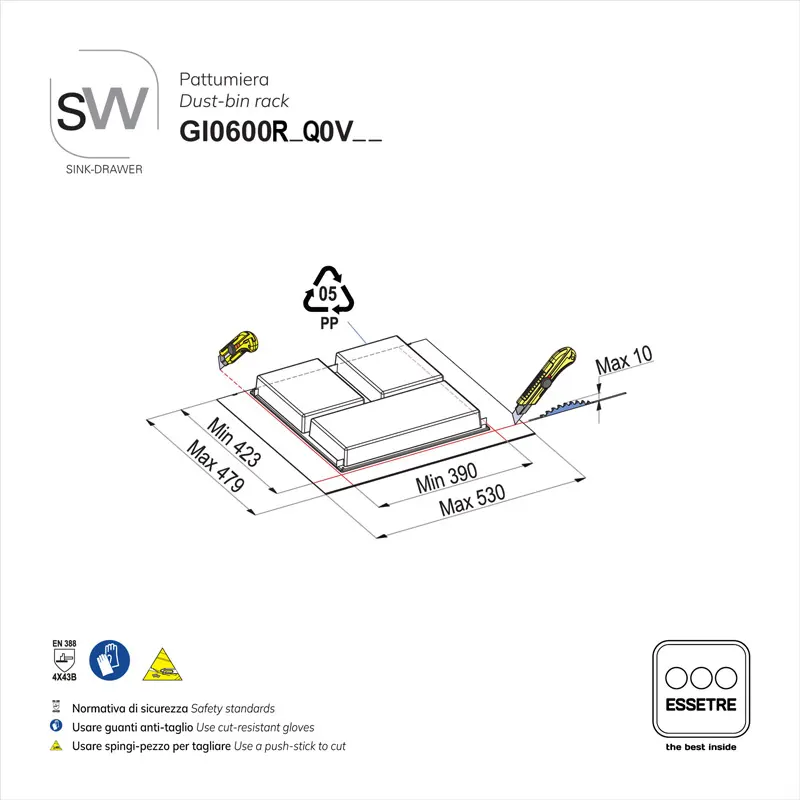 Pattumiera SINK-DRAWER per cestone sottolavello