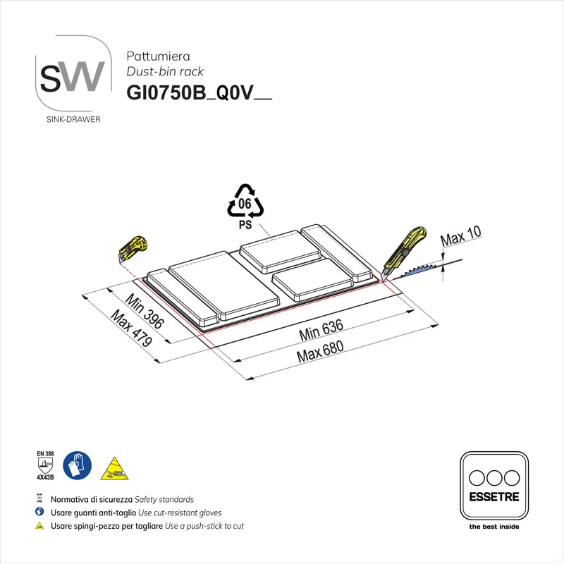 Pattumiera SINK-DRAWER per cestone sottolavello
