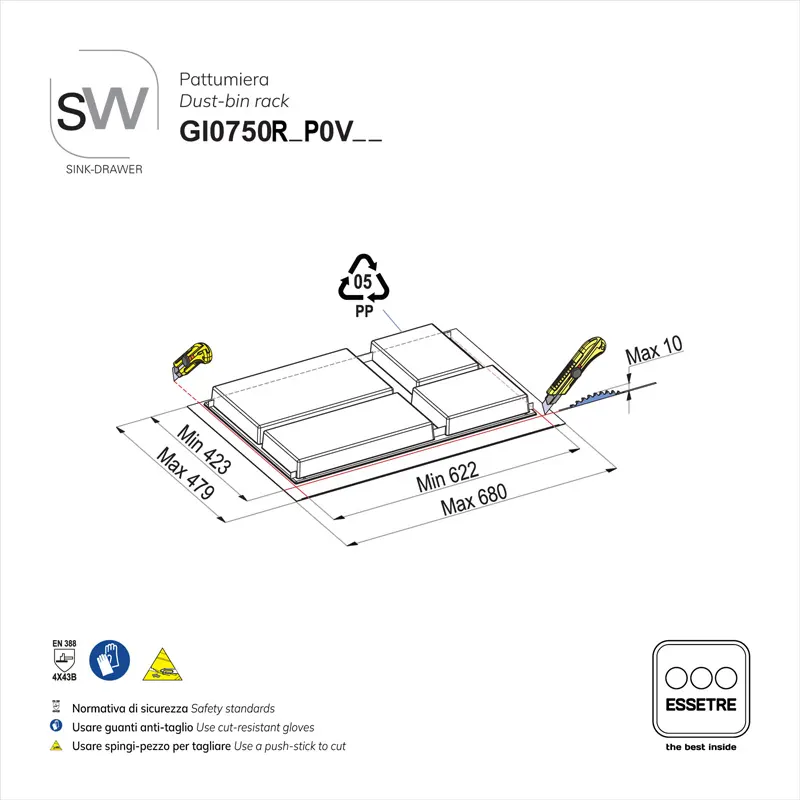 Pattumiera SINK-DRAWER per cestone sottolavello
