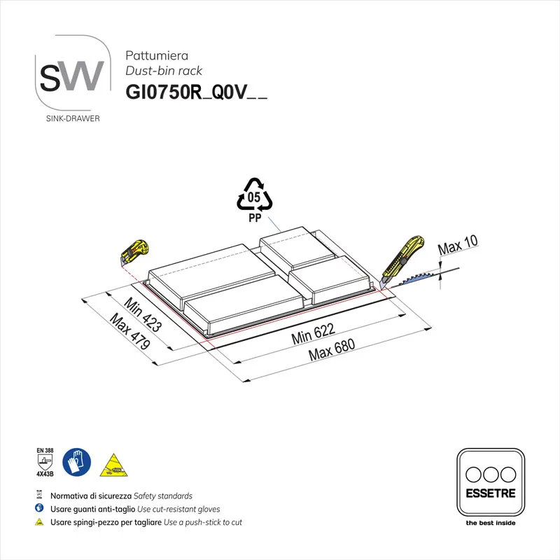 Pattumiera SINK-DRAWER per cestone sottolavello