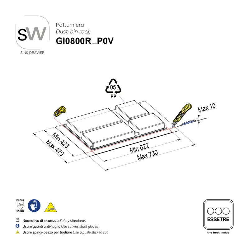 Pattumiera SINK-DRAWER per cestone sottolavello