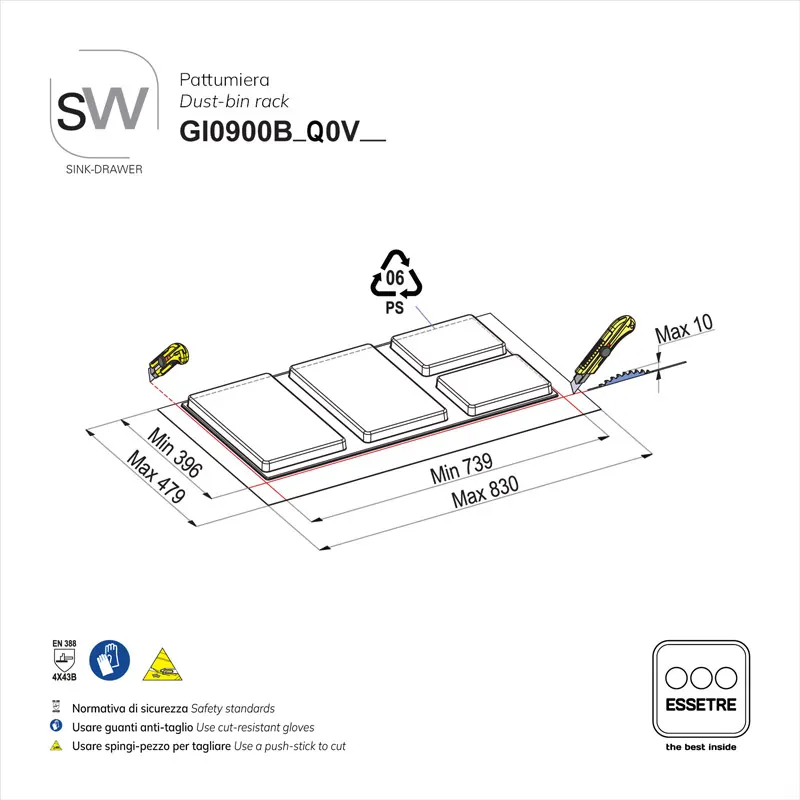 Pattumiera SINK-DRAWER per cestone sottolavello