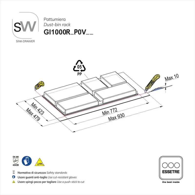 Pattumiera SINK-DRAWER per cestone sottolavello