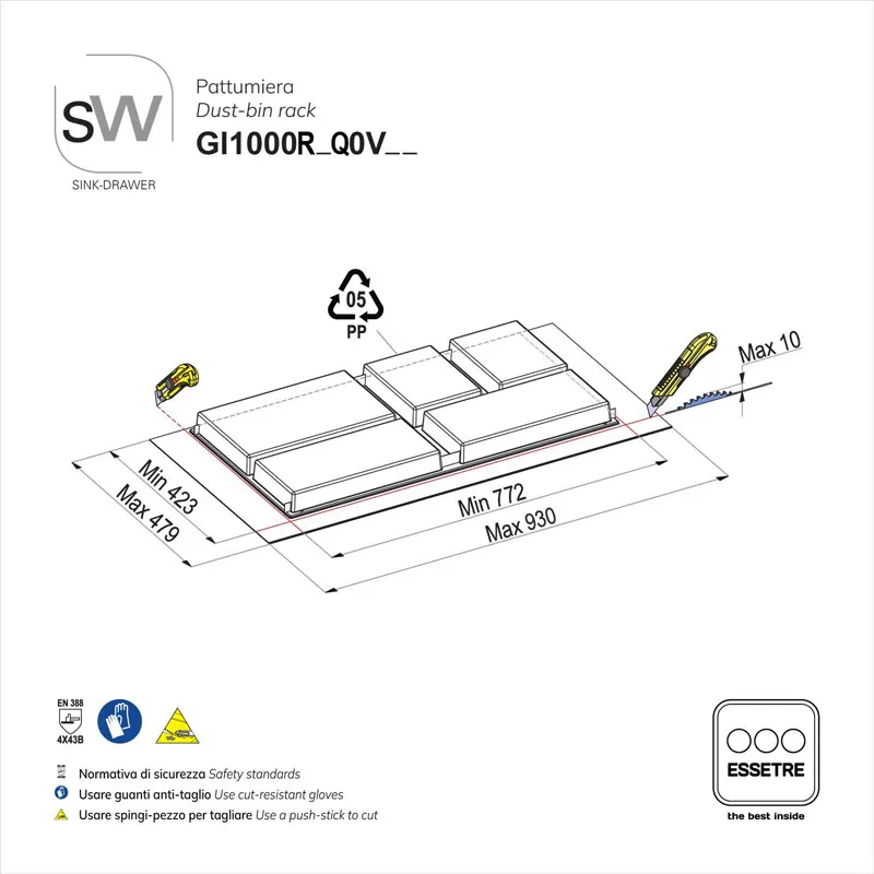 Pattumiera SINK-DRAWER per cestone sottolavello