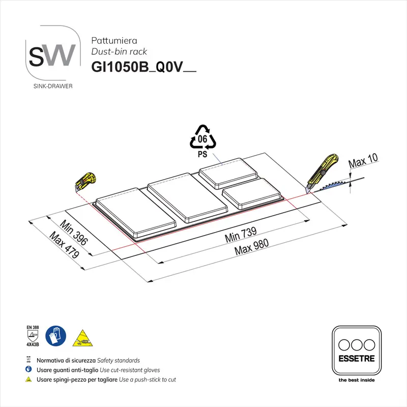Pattumiera SINK-DRAWER per cestone sottolavello