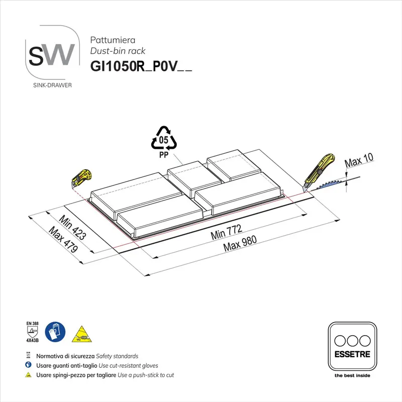 Pattumiera SINK-DRAWER per cestone sottolavello