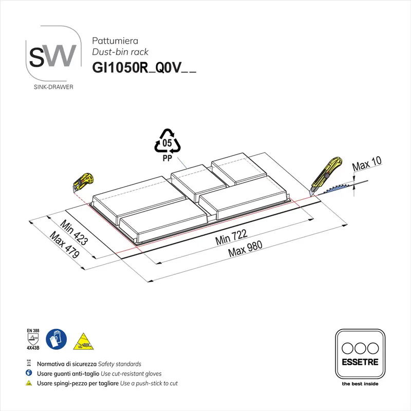 Pattumiera SINK-DRAWER per cestone sottolavello