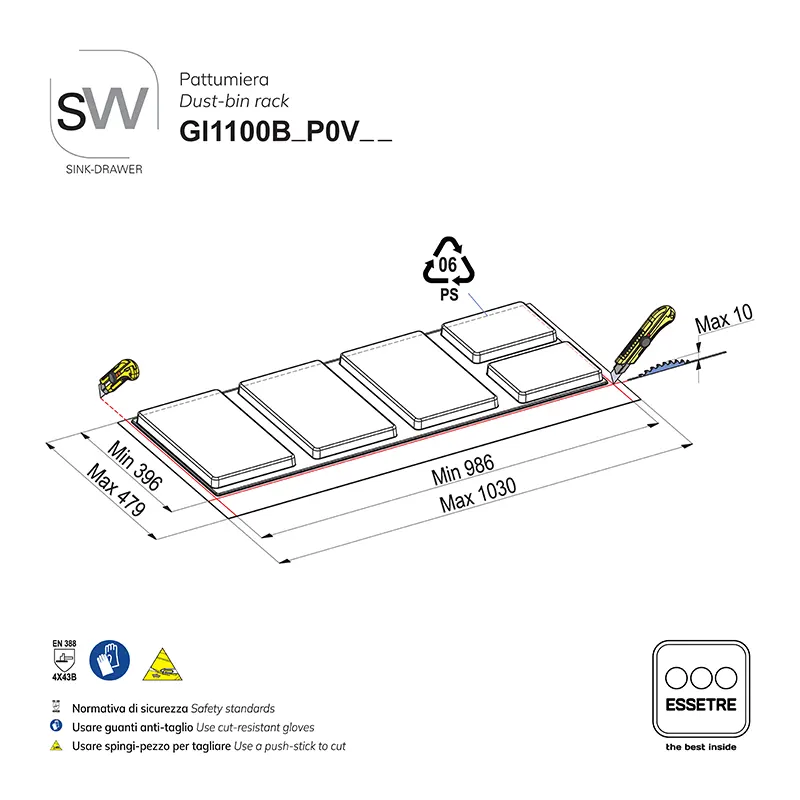 Pattumiera SINK-DRAWER per cestone sottolavello