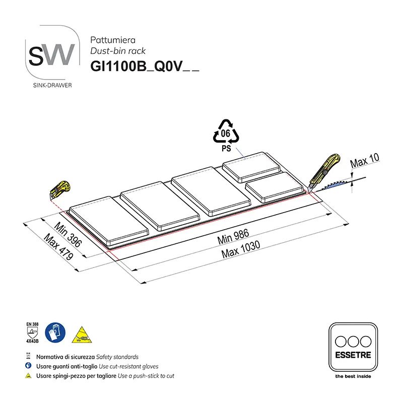 Pattumiera SINK-DRAWER per cestone sottolavello