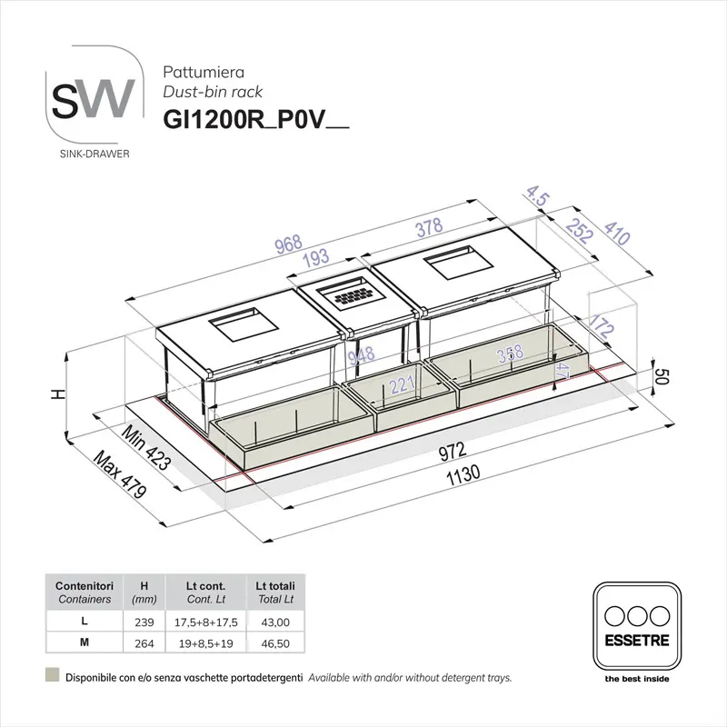 Pattumiera SINK-DRAWER per cestone sottolavello
