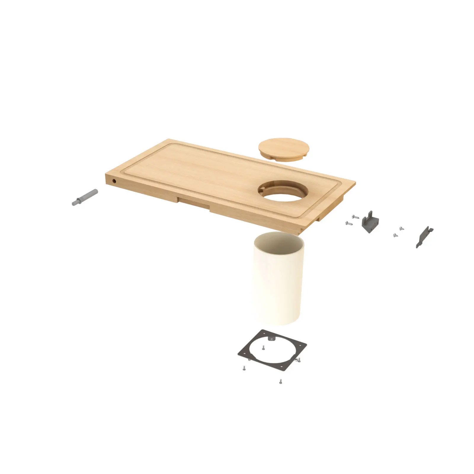 TAGLIERE IN APPOGGIO CON SCARICO SU PATTUMIERA E COLLETTORE CON FLANGIA PER BASE 300 mm