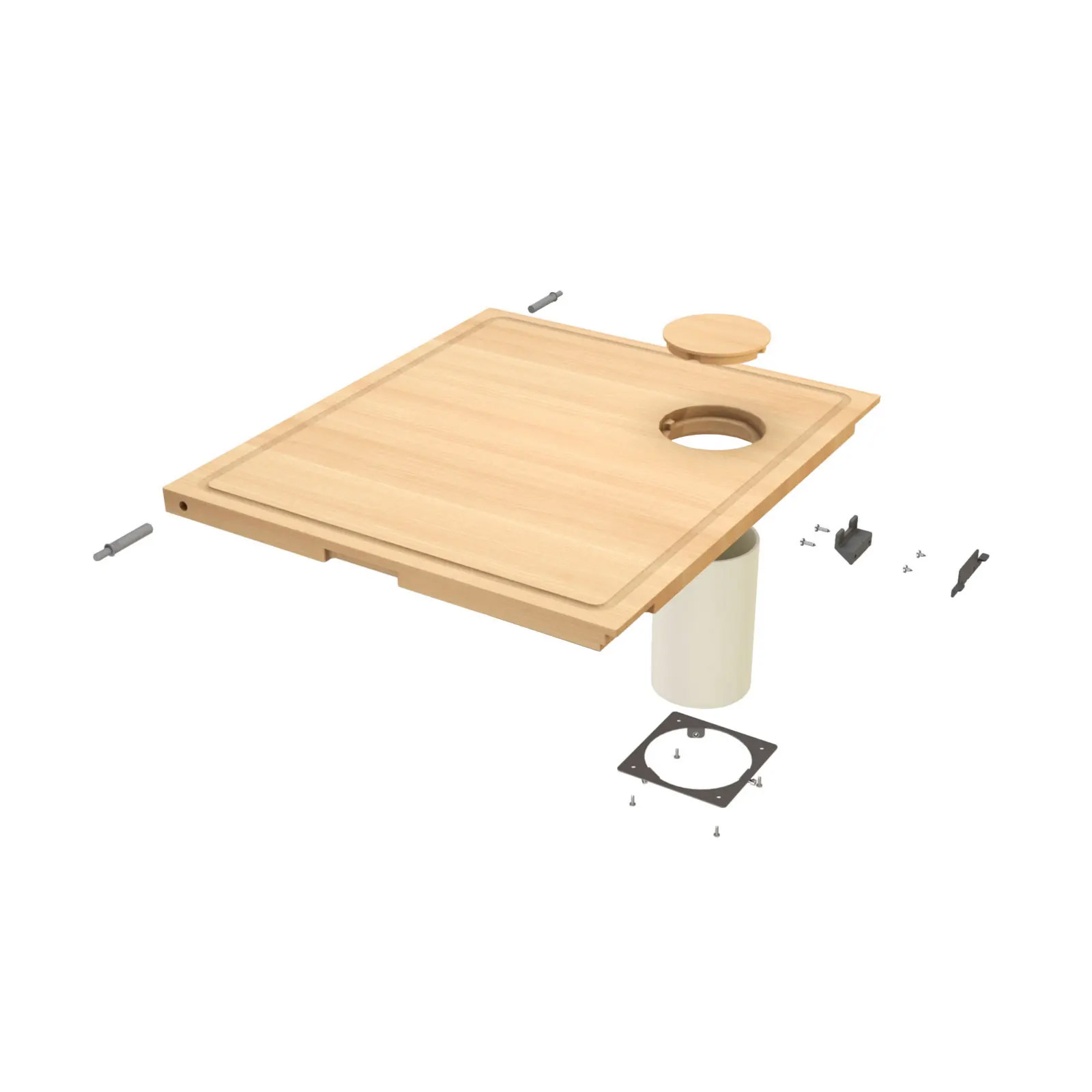 Tagliere CHOPPY in appoggio con scarico su pattumiera sottostante per mobile anta unica base 600 mm.