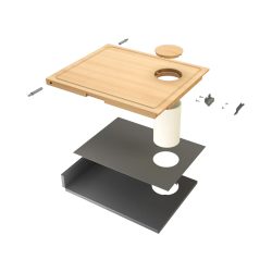 TAGLIERE IN APPOGGIO CON SCARICO SU PATTUMIERA E COLLETTORE CON RETRO E FONDO CASSETTO PER BASE 450 mm