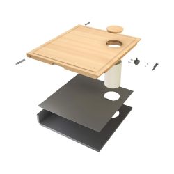 TAGLIERE IN APPOGGIO CON SCARICO SU PATTUMIERA E COLLETTORE CON RETRO E FONDO CASSETTO PER BASE 600 mm