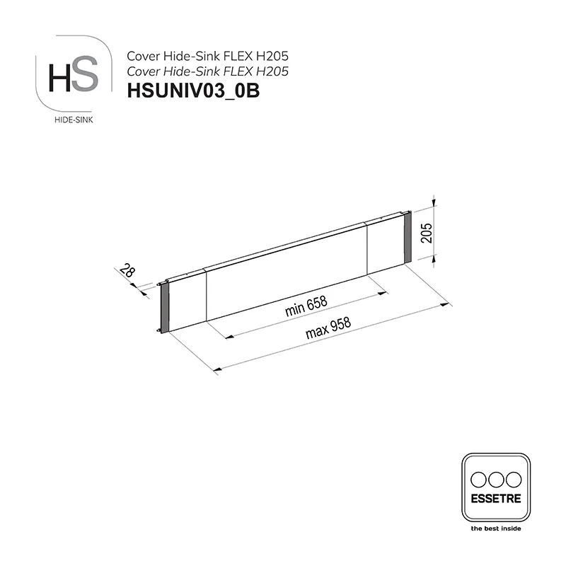 Cover in lamiera verniciata HIDE-SINK FLEX sottolavello con anta