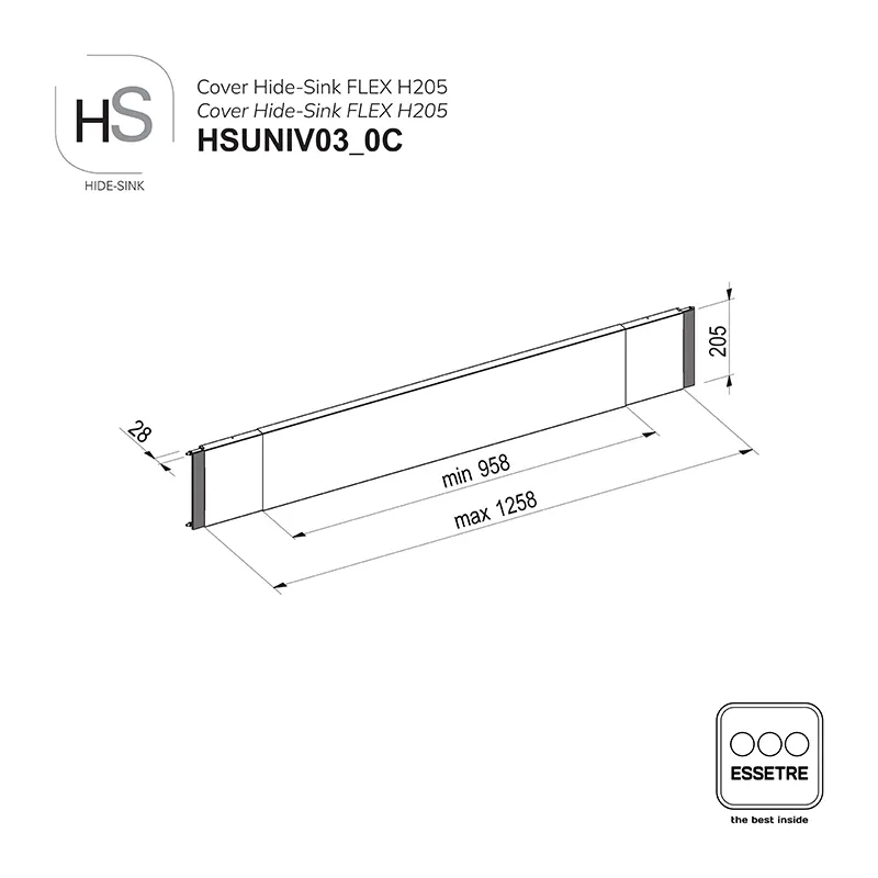 Cover in lamiera verniciata HIDE-SINK FLEX sottolavello con anta