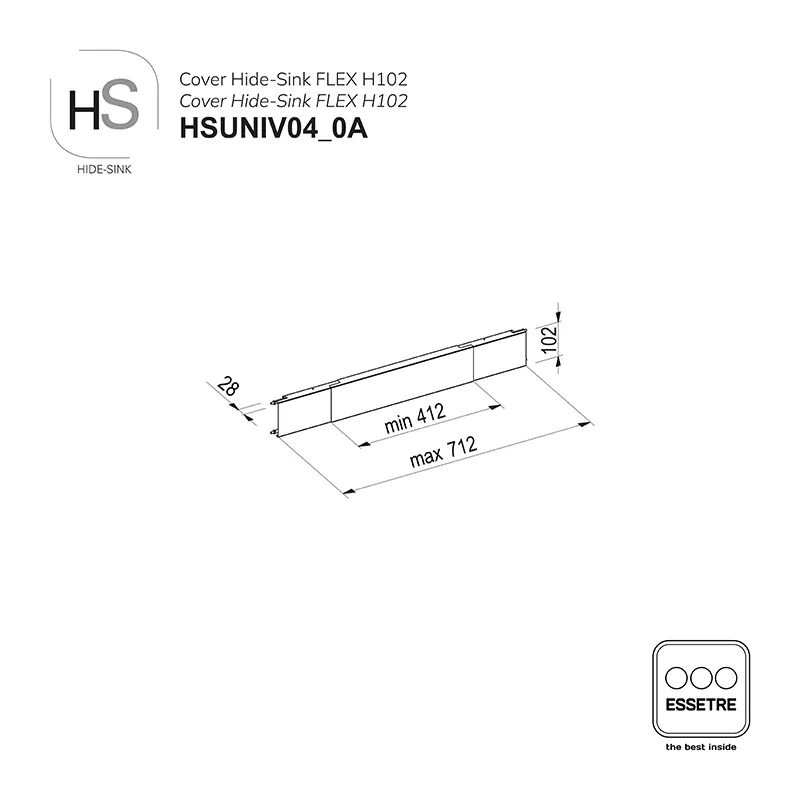 Cover in lamiera verniciata HIDE-SINK FLEX sottolavello con cestone