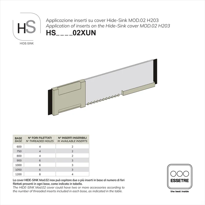 Inserto per cover inox HIDE-SINK sottolavello