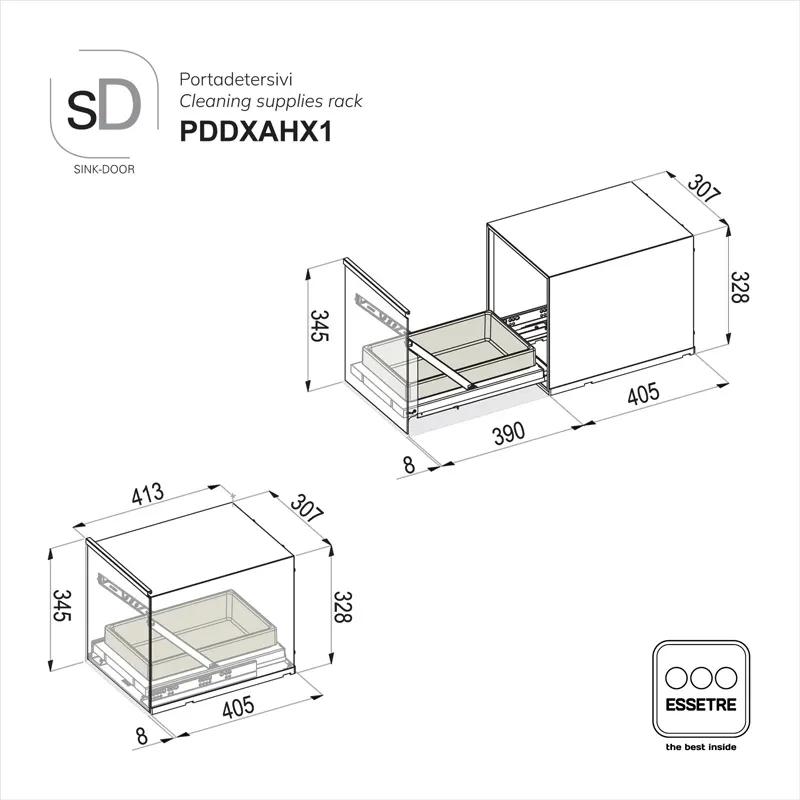 Portadetersivi DELUXE SINK-DOOR a libera installazione