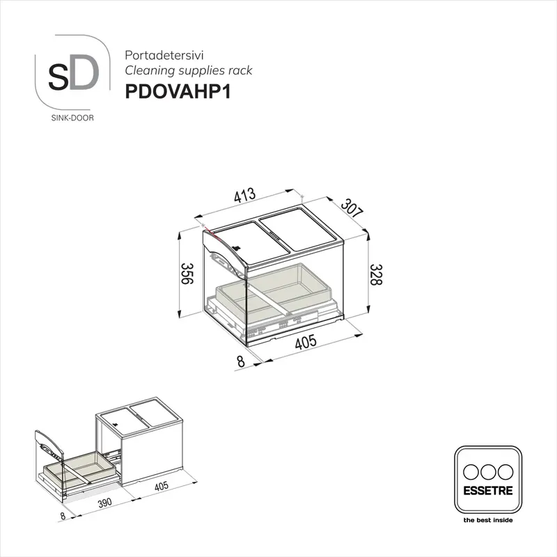 Portadetersivi OVER SINK-DOOR a libera installazione