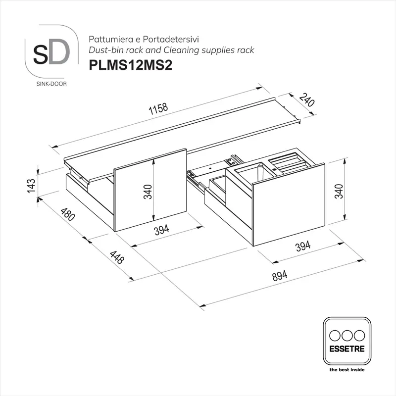 Pattumiera MODULAR-SINK per base lavello con anta