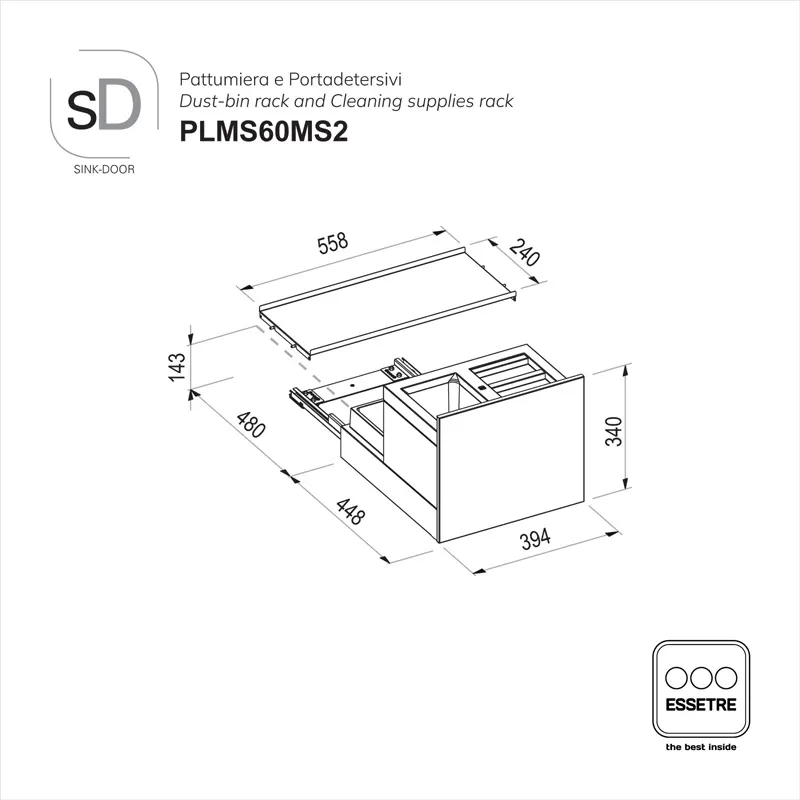 Pattumiera MODULAR-SINK per base lavello con anta
