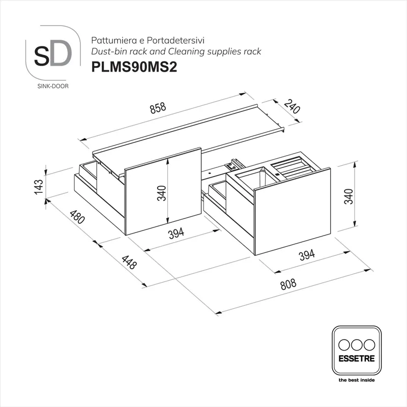 Pattumiera MODULAR-SINK per base lavello con anta