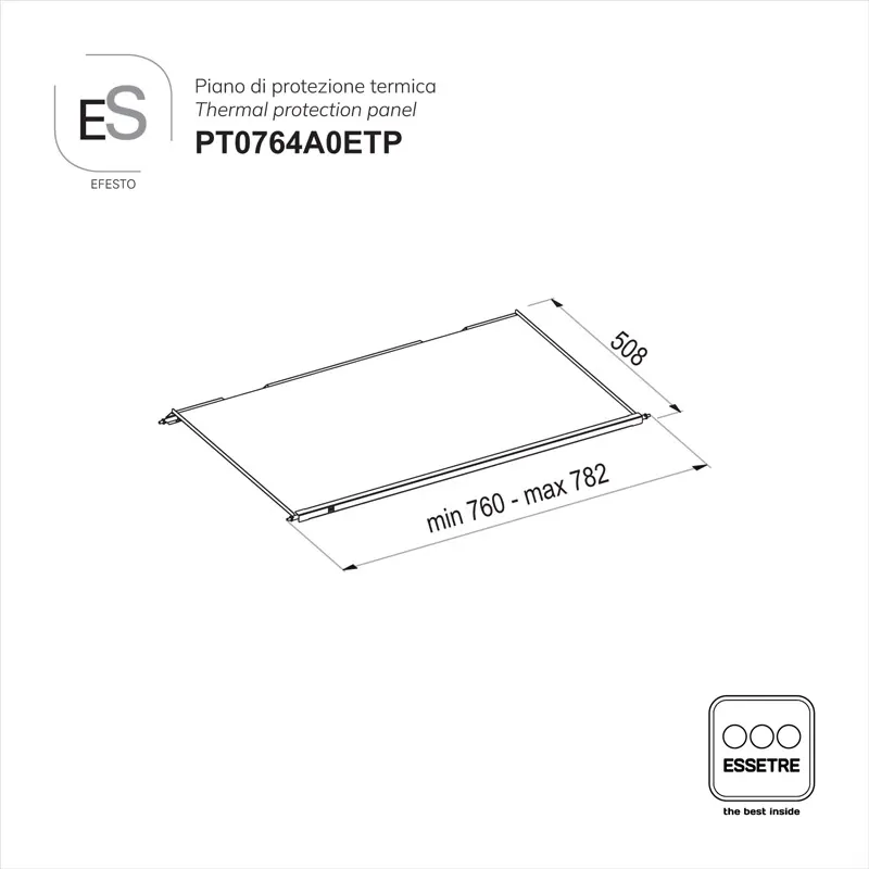 Piano di protezione termica EFESTO per piano cottura base 800 mm.